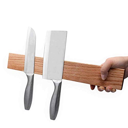 AYHa Magnet-Messerhalter aus Holz, Wandhalterung Strip Bar-Zahnstangen für Messer, Metallgeräte, Werkzeuge, starke magnetische, Eiche, 43 * 6cm,Eiche,43 * 6cm