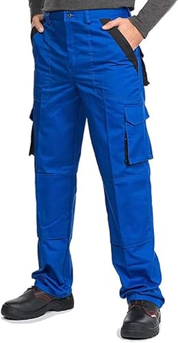Mazalat® Arbeitshosen männer mit Kniepolstertaschen, Made in EU, Arbeitshose Bundhose, S - XXXL (XXL, blau)