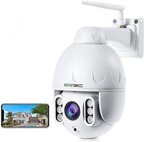 SV3C 5MP PTZ Kamera IP Dome Überwachungskamera Aussen WLAN, 5-Fach Optischem Zoomobjektiv Outdoor Kamera, Zwei Wege Audio 60m IR-Nachtsich, IP66 Wasserfest, Unterstützung von 128GB SD Karten