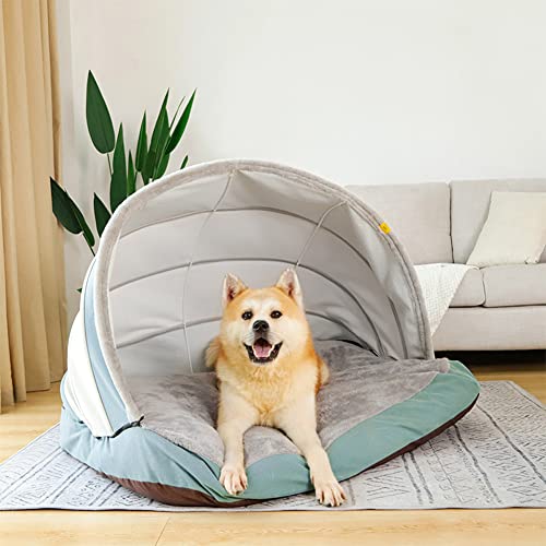 MOTT Großes Premium-Hundebett, Haustier-Nest, Zeltform mit abnehmbarem Kissen, Hundehöhle, Winterschlafsack für große Hunde, Haustierbedarf
