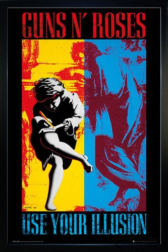 Guns N' Roses Poster Use Your Illusion (66x96,5 cm) gerahmt in: Rahmen schwarz