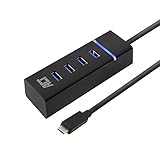 ACT USB C Hub 4-in-1, 3-Port USB Hub 3.0, USB C Ethernet Adapter, für USB C Geräte - AC6400