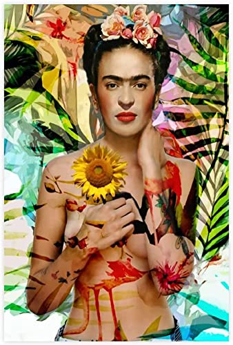 Frida Kahlo Posterdruck moderne Wohnkultur Frida-Porträt Druck auf Leinwand Wandkunst Kunstwerk Frida Kahlo Leinwand Gemälde Wanddekoration Bild für Wohnzimmer Schlafzimmer rahmenlos,40 x 50 cm
