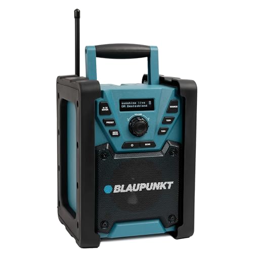 Blaupunkt BSR 300 Baustellenradio mit Akku – Tragbares Radio mit Bluetooth 5.3 robust (AUX-IN, 10 Watt RMS, Schutzklasse IPX5)