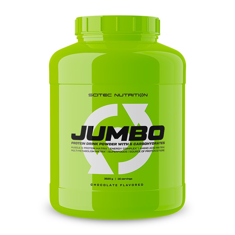 Scitec Nutrition Jumbo Eiweiß Getränkepulver mit Kohlenhydraten, Kreatin, L-Arginin, Betain, BioPerine®, MCT Ölpulver, mit hinzugefügten Aminosäuren, 3,52 kg, Vanille