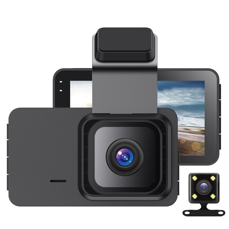 3-Zoll-Dual-Lens-Fahrrekorder vorne und hinten 1080P High-Definition-Auto-Dashcam mit integriertem WIFI und 120°-WLAN