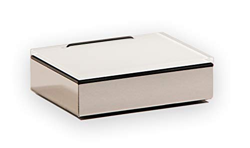 Schönbeck Design Feuchttücherbox, Edelstahl poliert und Glas weiß