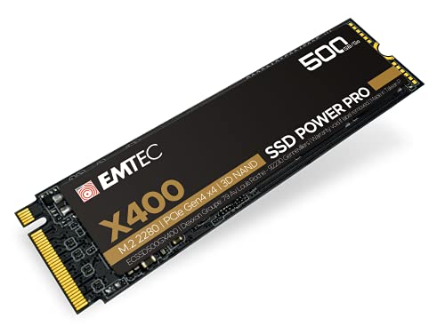 EMTEC X400 Power Pro M2 2280 NVMe SSD für PC und Videospiele – Drive 500 GB – PCIe Gen4x4-3D NAND – 200TB/1.7MH – Geschwindigkeit bis 2000 MB/s – ECSSD500GX400