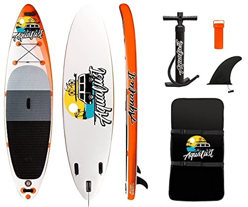 AQUALUST 10'6" SUP Board Stand Up Paddle Surf-Board aufblasbar ISUP 320x81x15cm orange