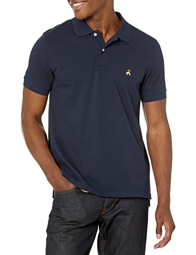 Brooks Brothers Men's Supima Cotton Pique Stretch Short Sleeve Logo Polo Shirt, Blue