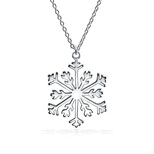 Urlaub Winter Schneeflocke Anhänger Mit Halskette Für Damen Für Jugendlich Aus Poliertem 925 Sterling Silber Mit Kette