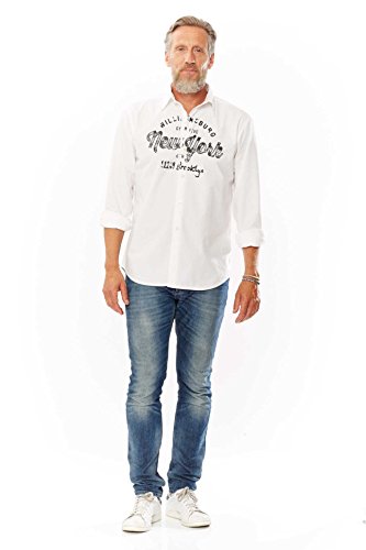 Kitaro Freizeithemd Hemd Shirt Kent Kragen Herren Langarm, Farbe:weiß, Herrengrößen:XXL