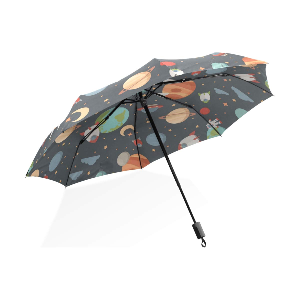 ISAOA Automatischer Reise-Regenschirm,kompakt,faltbar,Mode-niedliches stilvolles personalisiert,Winddicht Stockschirm,Ultraleicht,UV-Schutz,Regenschirm für Damen,Herren und Kinder (schwarz)