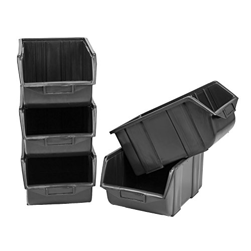 10 Stapelbox Sichtlagerkiste Lager Kunststoff 350 x 220 x 165 Gr. 3 schwarz