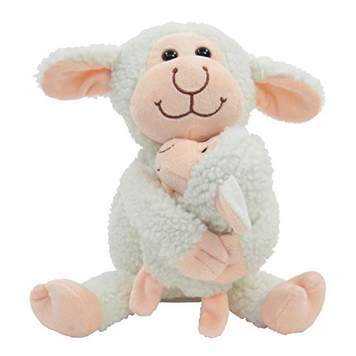 Kögler 75958 - Labertier Schaf mit Baby Bonnie und Fina, ca. 23 cm groß, nachsprechendes Plüschtier mit Aufnahme- und Wiedergabefunktion, plappert alles witzig nach und bewegt sich, batteriebetrieben