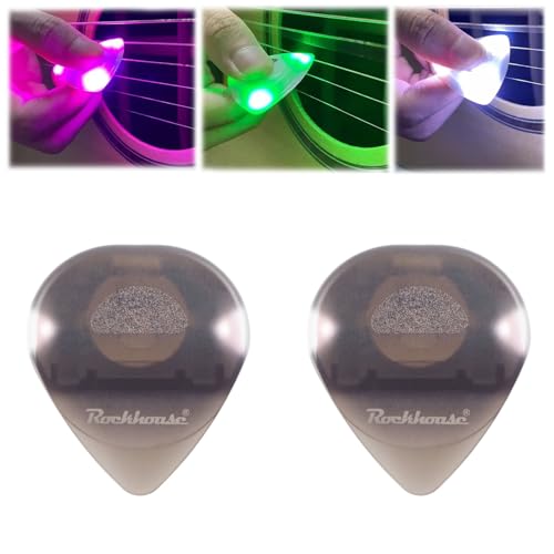 Beat Picks - Beatpicks Light up Guitar Pick, Dazzling Colourful Illuminated Guitar Plectrum - Auto LED Glowing Pick for Enhanced Stage Performance (Style B,White 2Pcs)