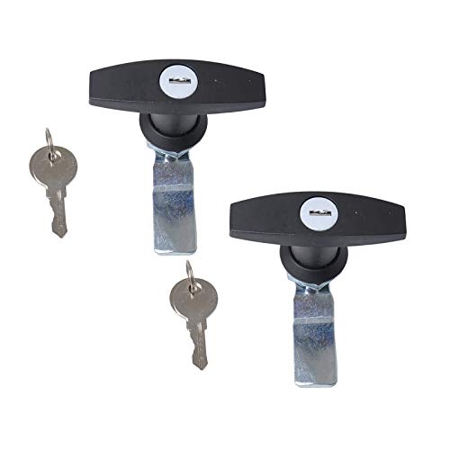 T-Griff Schloss Kit mit Schlüsseln T-Griff Garagentorschloss Türschloss für Anhänger Wohnwagen Werkzeugkastenschloss (Schwarz, 2 Stück)