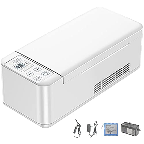 Tragbare Insulin-Kühlbox, Mini-Medikamenten-Kühlschrank mit konstanter Temperatur, 2–8 °C, Medizin-Kühlschrank für Auto, Reisen, Zuhause, kleine Reisebox für Medikamente,White-1*Battery