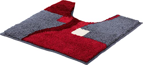 Erwin Müller Badematte, Badteppich, Badvorleger rutschhemmend rot Größe rund 90 cm Ø - kuscheliger Hochflor, für Fußbodenheizung geeignet (weitere Größen)