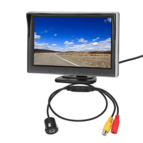 Rückfahrmonitor, Rückfahrkamerasystem-Set 12-24 V 1080P LCD-Bildschirm 5 Zoll für Busse für Wohnmobile für Pickups(Runde Kamera)