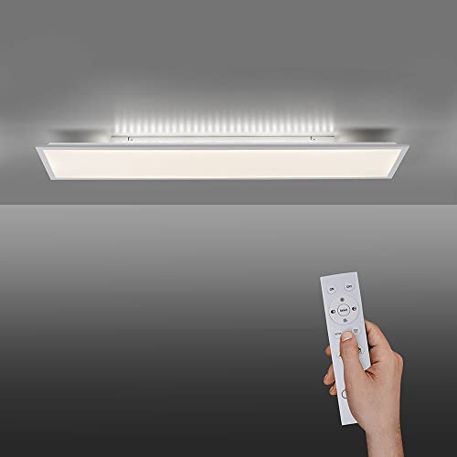 LED Panel dimmbar, 120x30cm, Decken-Lampe mit indirekter Deckenbeleuchtung | Farbtemperatur mit Fernbedienung einstellbar, warmweiss - kaltweiss | Decken-Leuchte flach für Wohnzimmer, Küche und Flur