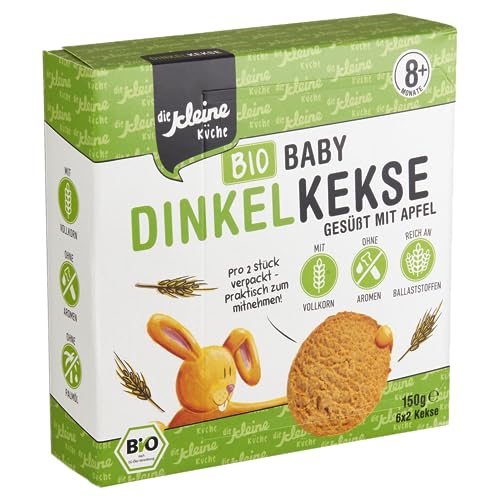 die Kleine Küche VEGAN BIO Dinkel Kekse NEU 10 x 150 gr. Baby Kleinkind Snack, ohne Zusatzstoffe, praktische Portionsverpackungen (6 x 2 Kekse)