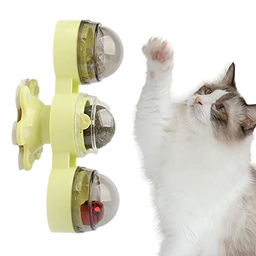 5 Pcs Rotierendes Katzen-Windmühlenspielzeug,Turntable Interaktives Kätzchenspielzeug mit Katzenminze und Glöckchen | Windmühlenspielzeug für kleine Katzen