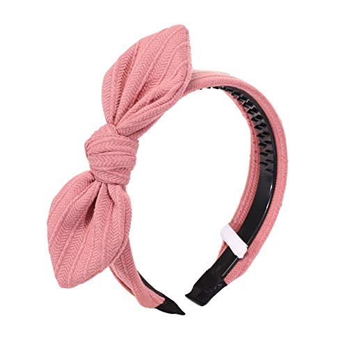 Make-up-Stirnband, einfarbig, gestreift, mit Schleife, gestrickt, Haarband, modisch, for Damen, breites Stirnband, HeadTwine Pink (Color : Pink)