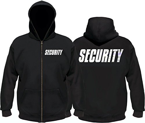 SECURITY - Sweatshirtjacke mit Kapuze - reflektierende Folie schwarz Gr.XXL