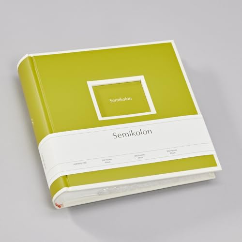 Semikolon 370039 200 Pockets Album – 23 x 22,3 cm – 100 Seiten cremefarben, für 200x 10x15 Fotos – matcha hell-grün