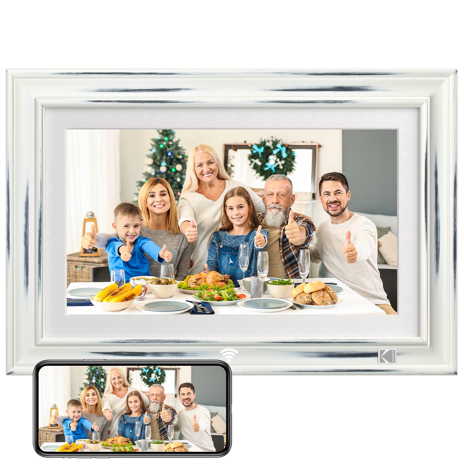 KODAK Digitaler Bilderrahmen 14.1 Zoll WLAN Elektronischer Bilderrahmen Full HD IPS Touchscreen Smart Fotorahmen Cloud mit App, 32GB Speicher, Automatische Drehung, Teilen von Bildern, Musik, Videos