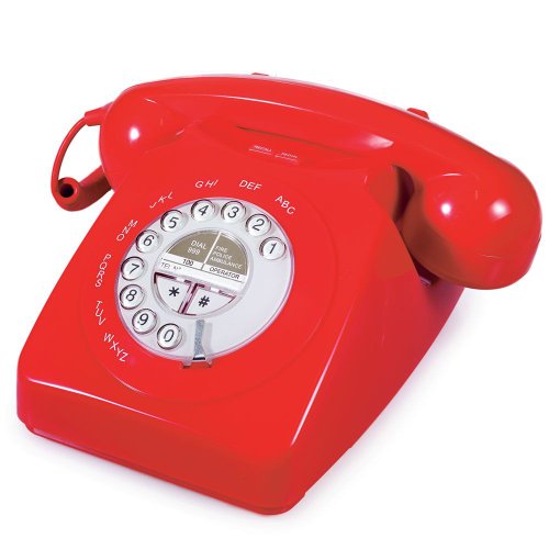 Geemarc Mayfair schnurgebundenes Nostalgietelefon mit Retrodesign und klassischen Klingelton - Rot - Deutsche Version