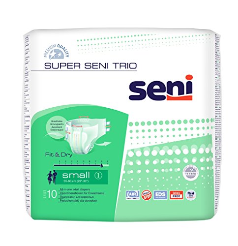 Super Seni TRIO Inkontinenz Windel für Erwachsene bei sehr schwerer Inkontinenz Alle Größe (6X10 ST. S Taillenumfang 55 - 80 cm)