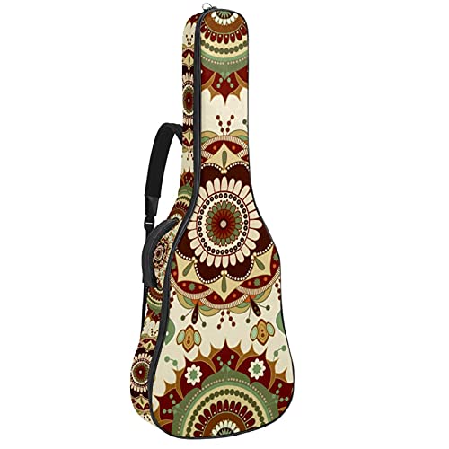 Gitarrentasche Gig Bag Oxford Gitarre Tasche Gitarren Bag Tragetasche Konzertgitarren Taschen Wasserdichte 42.9 Zoll Guitar Case Retro Trippy Mandala Blumen 42.9x16.9x4.7 in