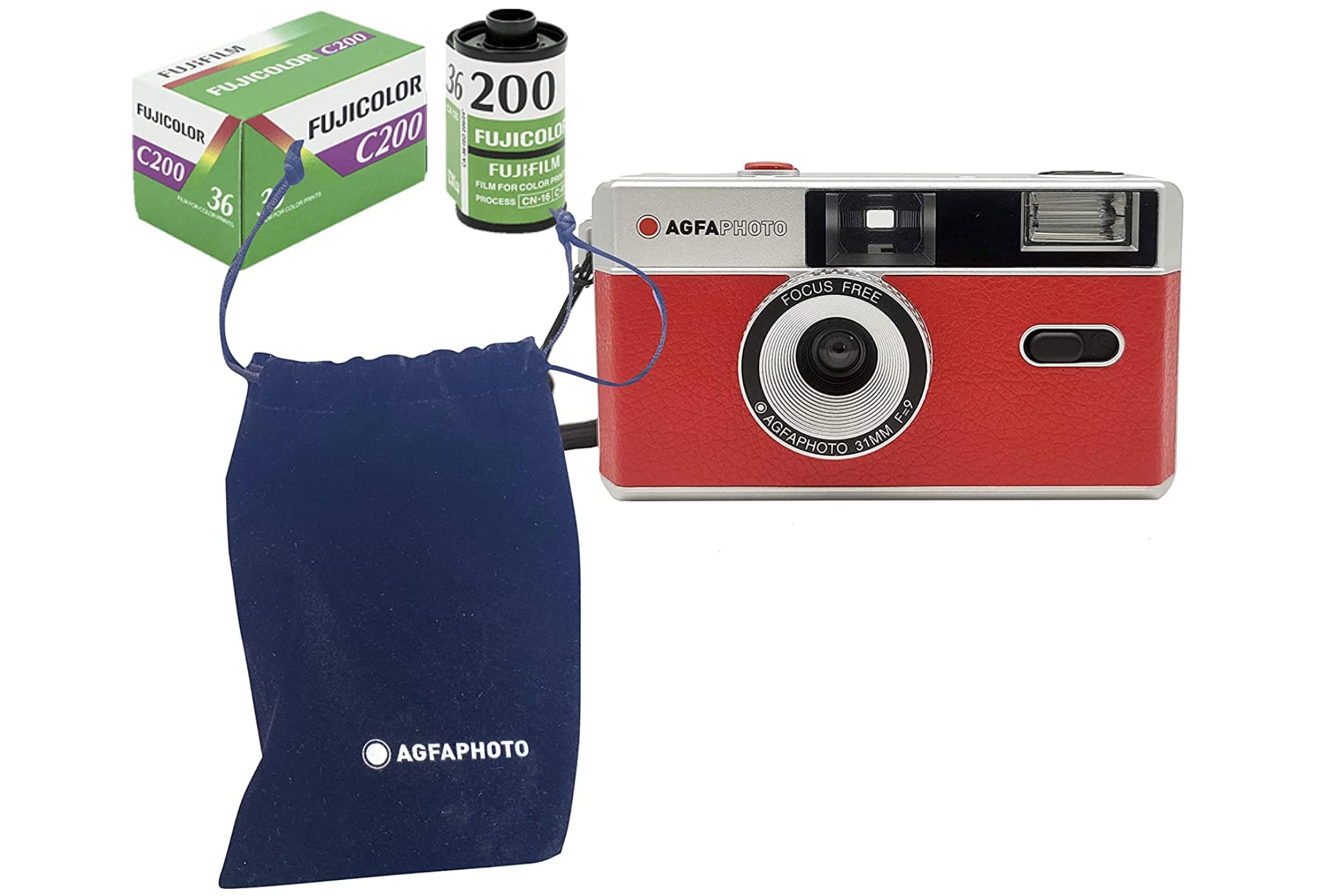 AgfaPhoto analoge 35mm Foto Kamera Set (Color Film + Batterie)