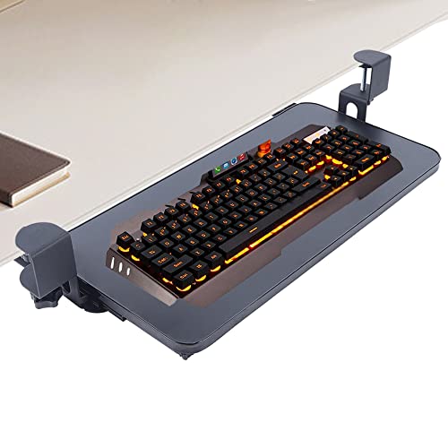 SanBouSi Tastaturschublade Tastaturauszug Tastaturhalterung unter Schreibtisch Untertischmontage Tastaturablage und Maus Halterung für Keyboard Schwarz