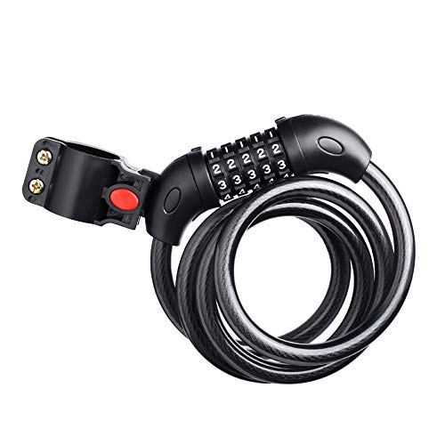 Ofgcfbvxd Firma Sicherheits-Fahrrad-Lock-Kabel 5-stellig resettierbarer Kombinationsschloss mit Montagehalterung Für Fahrrad oder Motorrad (Color : Black, Size : 120cm)