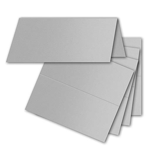 FarbenFroh by GUSTAV NEUSER 100x Tischkarten in Silber (Irisierend) - 4,5 x 10 cm - blanko - Doppel-Karten - als Platzkarten und Namenskarten für Hochzeit und Feste