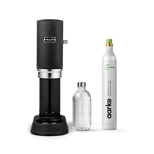 Aarke Carbonator Pro, Wassersprudler mit Glasflasche, Mattschwarz Finish + Aarke 60L CO2-Zylinder, 100% erneuerbares CO2