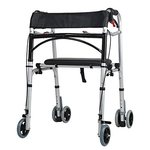 Rollator-Gehwagen für Senioren, mit Rädern und Bremsen, faltbare, leichte Gehhilfen mit Sitz und Griffen, Rollgeher aus Aluminium (Color : Styel1)