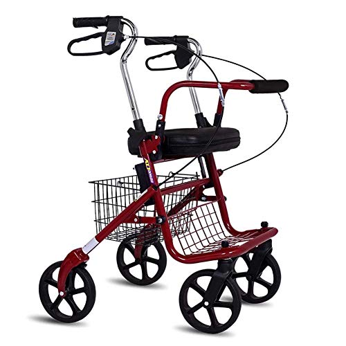 Gehhilfe mit Sitz und Rädern - Faltbarer tragbarer Lauflernwagen für ältere Menschen - Praktischer Einkaufswagen mit Sitz - Langlebiger Einkaufstrolley für ältere Menschen