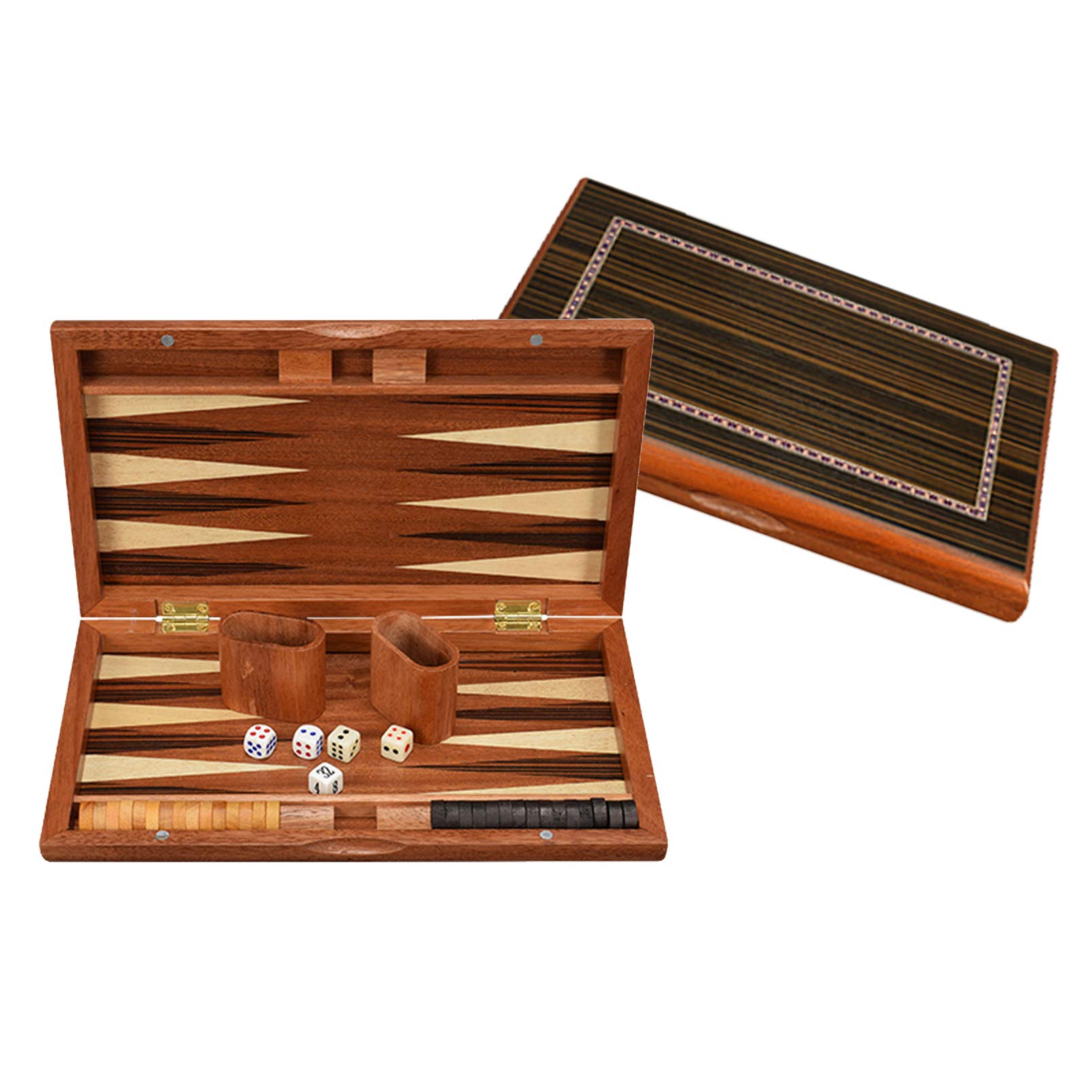 Pevfeciy Tavla - Backgammon - Fold Size 33x21x4.2cm, aus Holz (die Mitteldichte Holzfaserplatte-MDF Platte), Inklusive Komplettem Zubehör, Backgammon Reise Hochwertiges Set,Holzschachfiguren,13 Zoll