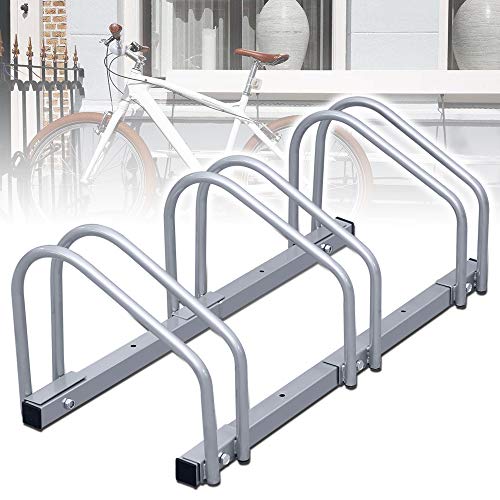 SWANEW Fahrradständer Aufstellstände für 3 Fahrräder Boden Wand Montage Metall Platzsparend mit 35-55 mm Reifenbreite Mehrfachständer Platzsparend 70.5 * 32 * 26cm