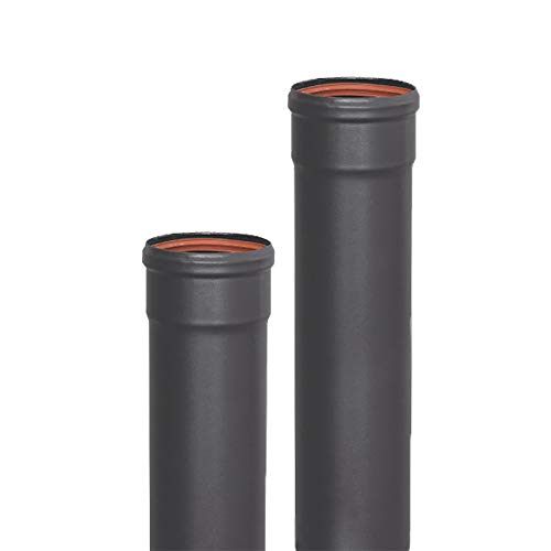 S&M 485510 Emailliertes Rohr M-H 850°C-Ø80mm-0,50 Meter für Rauchleitungen von Kaminöfen und Pelletöfen, schwarz