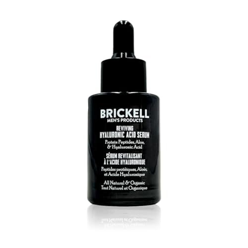 Brickell Anti-Aging-Hyaluronsäure-Serum für Männer für das Gesicht, natürliches und organisches Gesichtsserum mit Vitamin C zur Wiederherstellung der Festigkeit, 1 Unze, parfümfrei