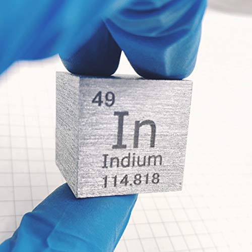 BBAUER Metall Indium Würfel Block, 99,99% Reinheit Graviert Periodensystem Für Element-Sammlungen Experimente Oder Geschenke/In/0.39In