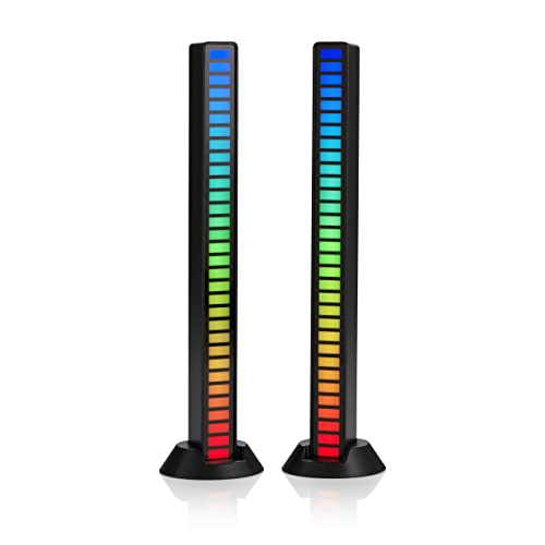 Auraglow Sound Activated LED Light Bar - Wireless Rechargeable RGB Rhythm Light - Noise Cancellation, 16 Display Modi - Perfekt für Musik, Gaming, TV - Doppelpack