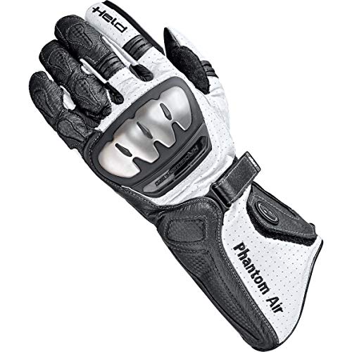 Held Motorradschutzhandschuhe, Motorradhandschuhe lang Phantom Air Handschuh schwarz/weiß 8, Herren, Sportler, Sommer, Leder