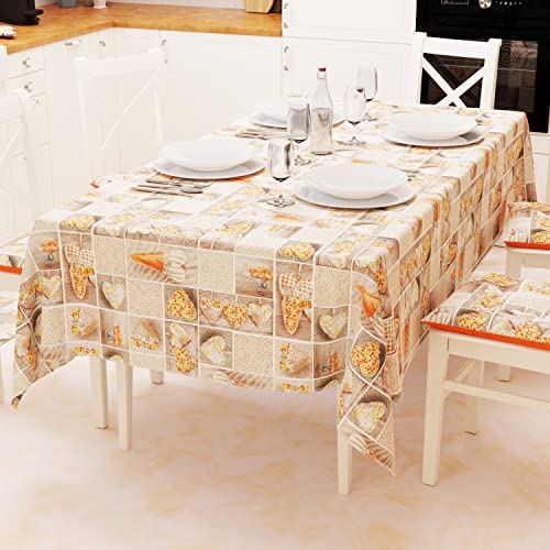 PETTI Artigiani Italiani - Tischdecke, Tischdecke, Tischdecke für die Küche aus Baumwolle, Design Lidia, Orange X24 Plätze (140 x 450 cm) 100% Made in Italy