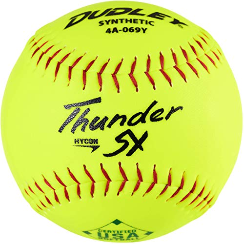 Dudley ASA Thunder hycon Slow Pitch Synthetik Ball – Gelb – Größe 12–12 Stück